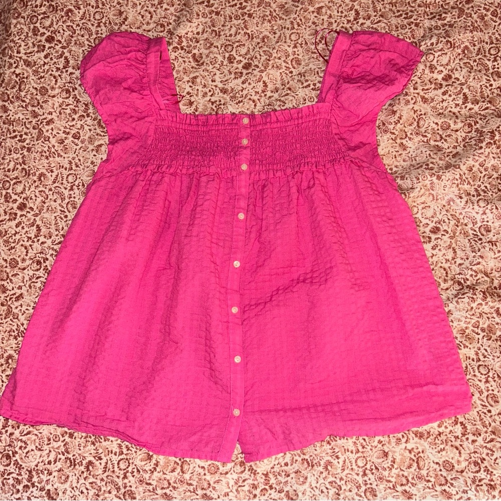 Old Navy Fuchsia Smocked Top